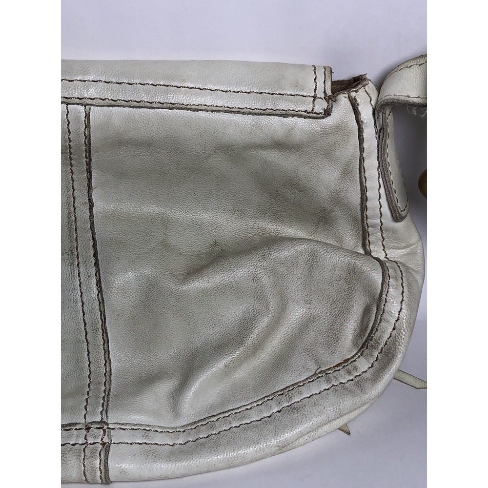 Vtg Y2K Lucky Brand Lamb Leather Crossbody Bag Boho White Distressed/STAINED - Picture 14 of 16